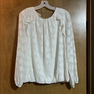 Liz Claiborne White Patterned Blouse